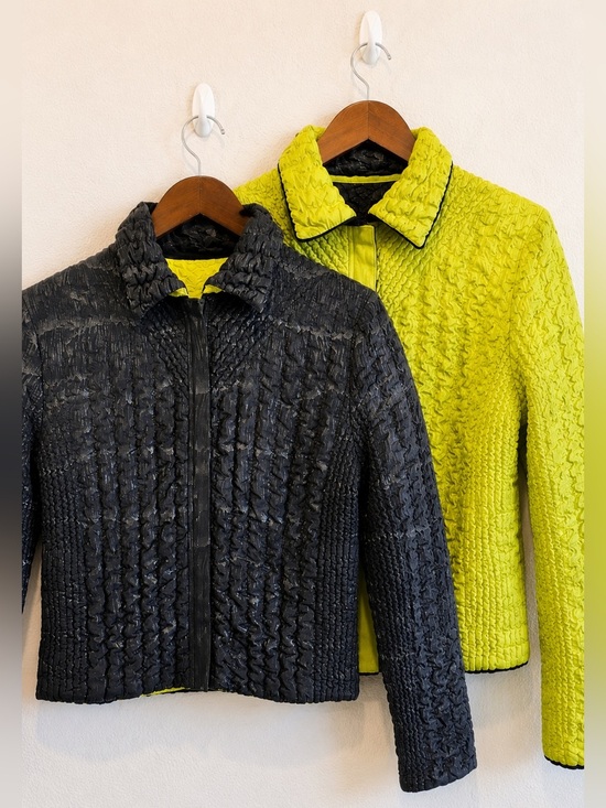 UbU Jackets & Blazers - UBU Reversible Crinkle Zip Jacket Textured Avant Garde Travel Black Yellow S F83